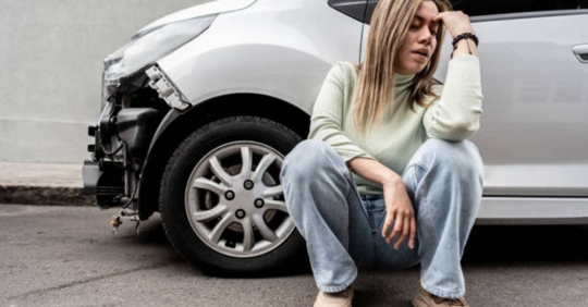 woman after car accident