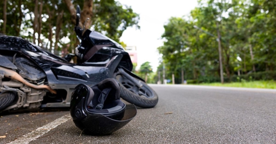 motorcycle accident on the road